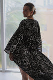 Black Wide Sleeve Satin Kimono