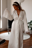 Feather Sleeve Satin Kimono