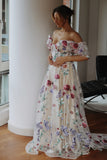 Multicoloured Beach Wedding Dress