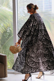 Black Wide Sleeve Satin Kimono