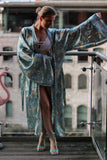 Wide Sleeve Satin Kimono