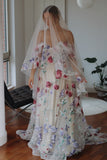 Multicoloured Beach Wedding Dress