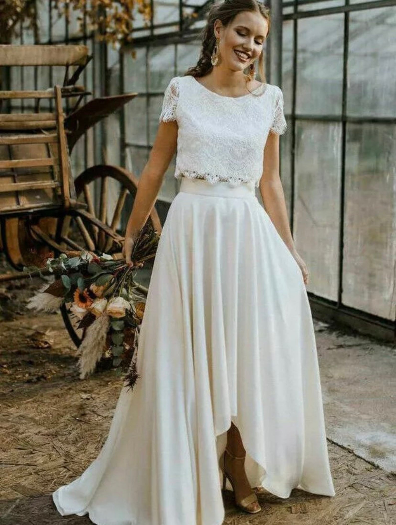 Sample NY Boho Long Sleeve Two Piece Wedding Dress – House Of Bali - Boho  Wedding Dress