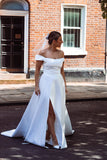 Off The Shoulder Satin Wedding Dress