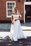 Off The Shoulder Satin Wedding Dress