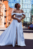 Off The Shoulder Satin Wedding Dress