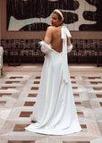 satin wedding dress open back