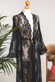 Tulum Lace Beach Robe in Black