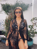 Tulum Lace Beach Robe in Black