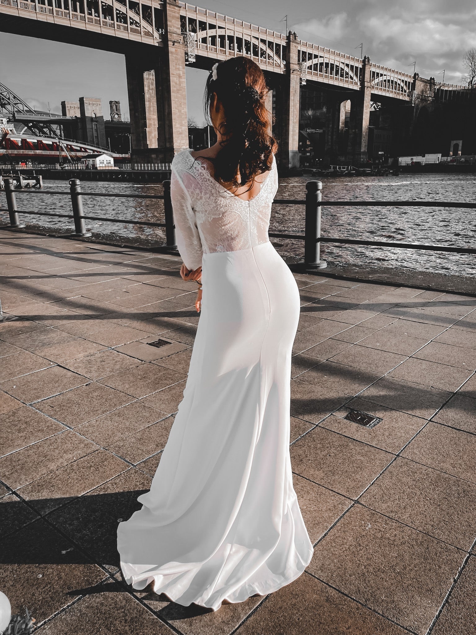 Sample NY Boho Long Sleeve Two Piece Wedding Dress