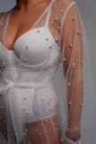 Soft Tulle Pearl Bridal Robe