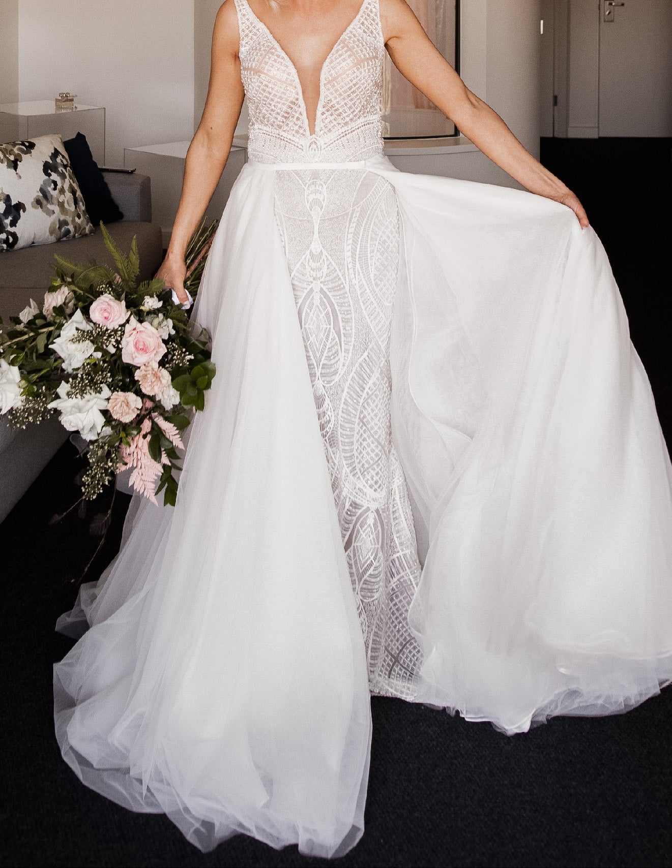 Bridal Tulle Layered Overskirt – House Of Bali - Boho Wedding Dress