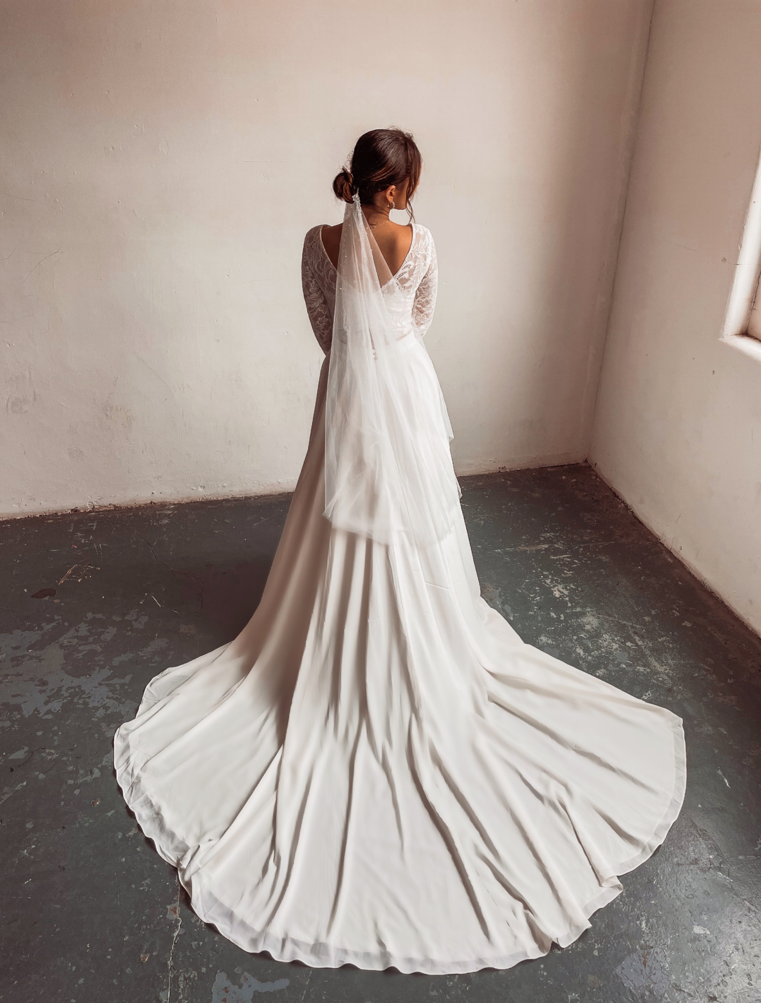 Bohemian Long Sleeve Two Piece Wedding Dress – House Of Bali - Boho Wedding  Dress