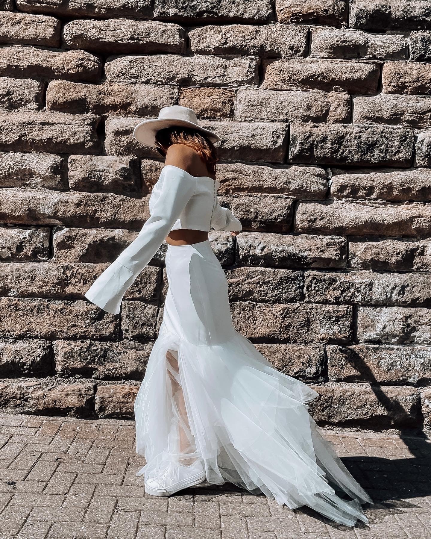 Bohemian Long Sleeve Two Piece Wedding Dress