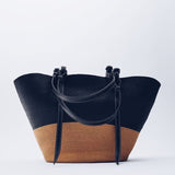 Large Shopping Bag with faux leather straps