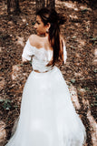 Boho Lace Two Piece Wedding Dress