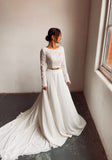 Bohemian Long Sleeve Two Piece Wedding Dress