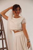 High Waisted Bridal Skirt in Ivory 7/8