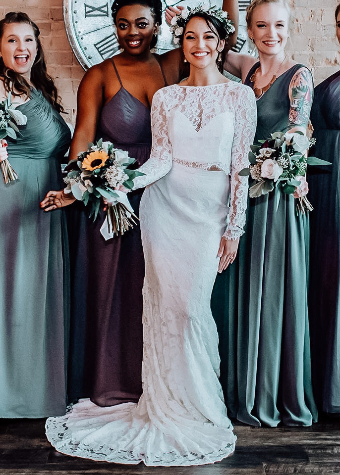 Sample NY Boho Long Sleeve Two Piece Wedding Dress