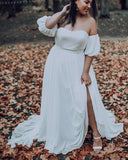 Curvy & Plus Size Ivory Chiffon Wedding Dress